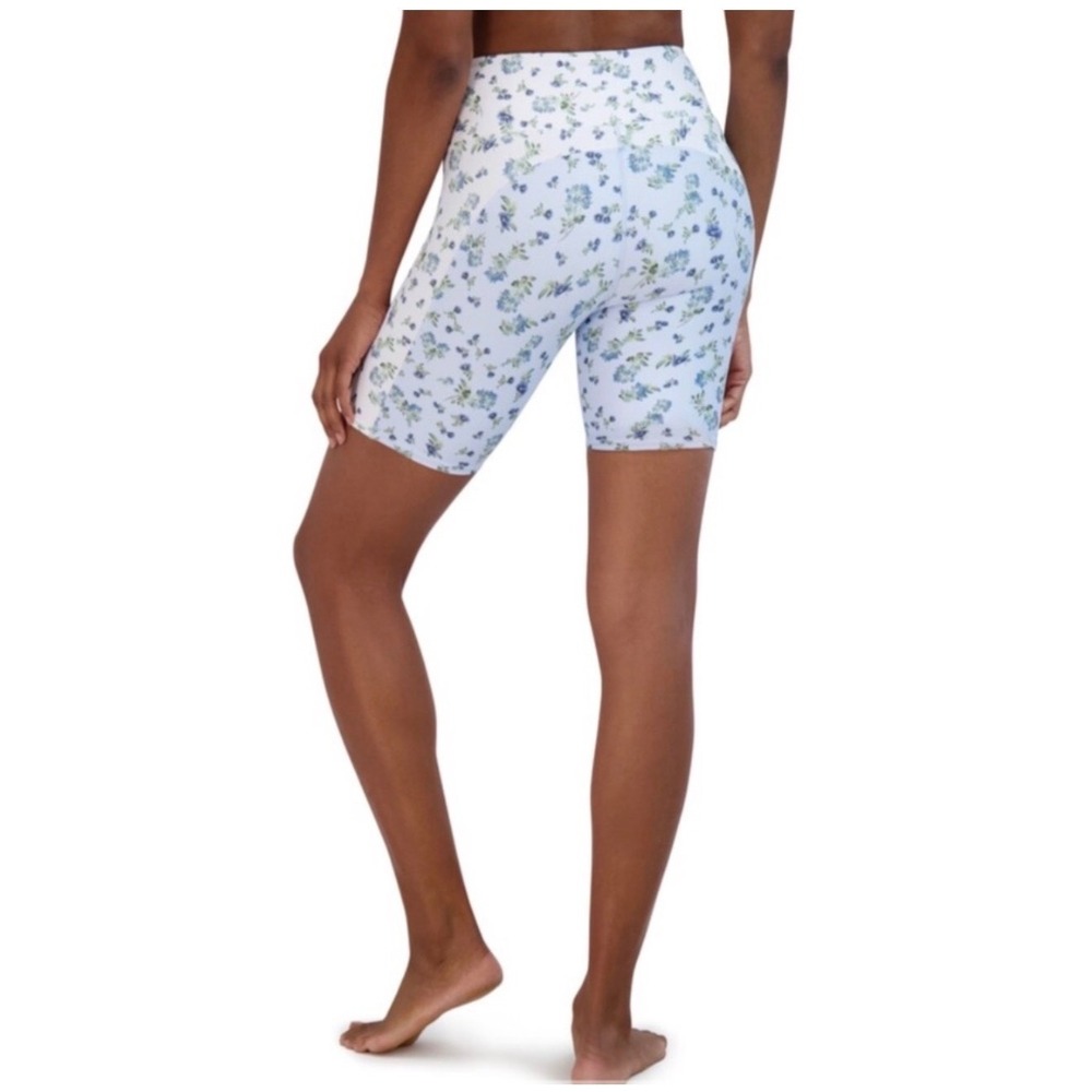 Sage Collective Womens Ditsy Floral High Waist Biker Shorts Blue White Size M 7"